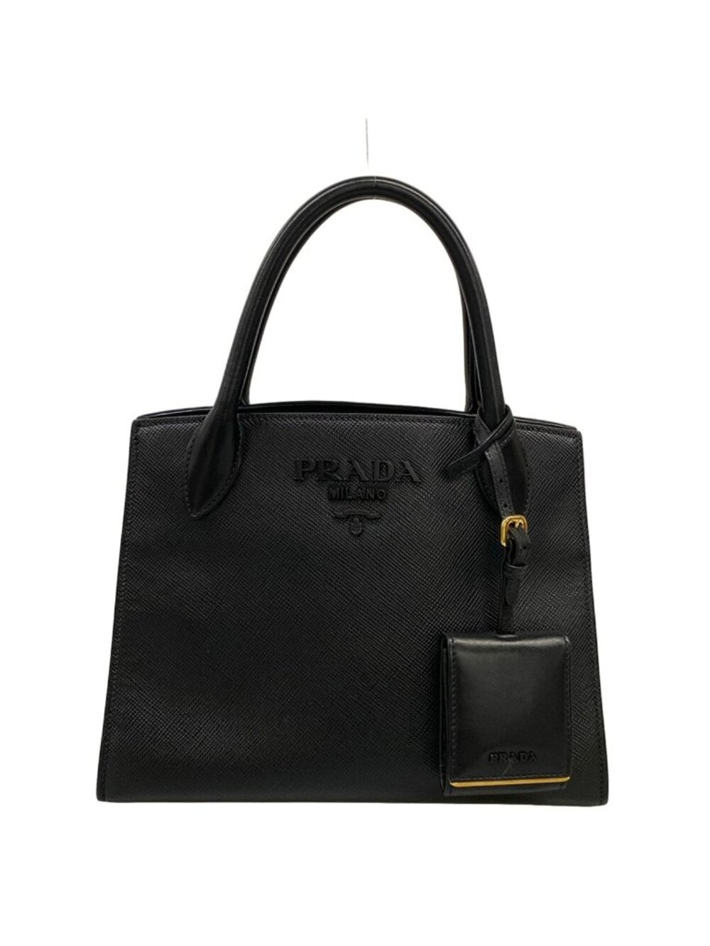 Prada Handbag Monochrome Black Leather
